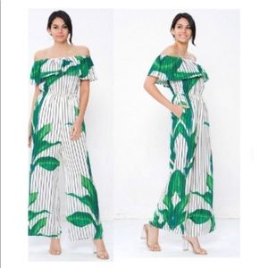 Jealous tomato off the shoulder jumpsuit